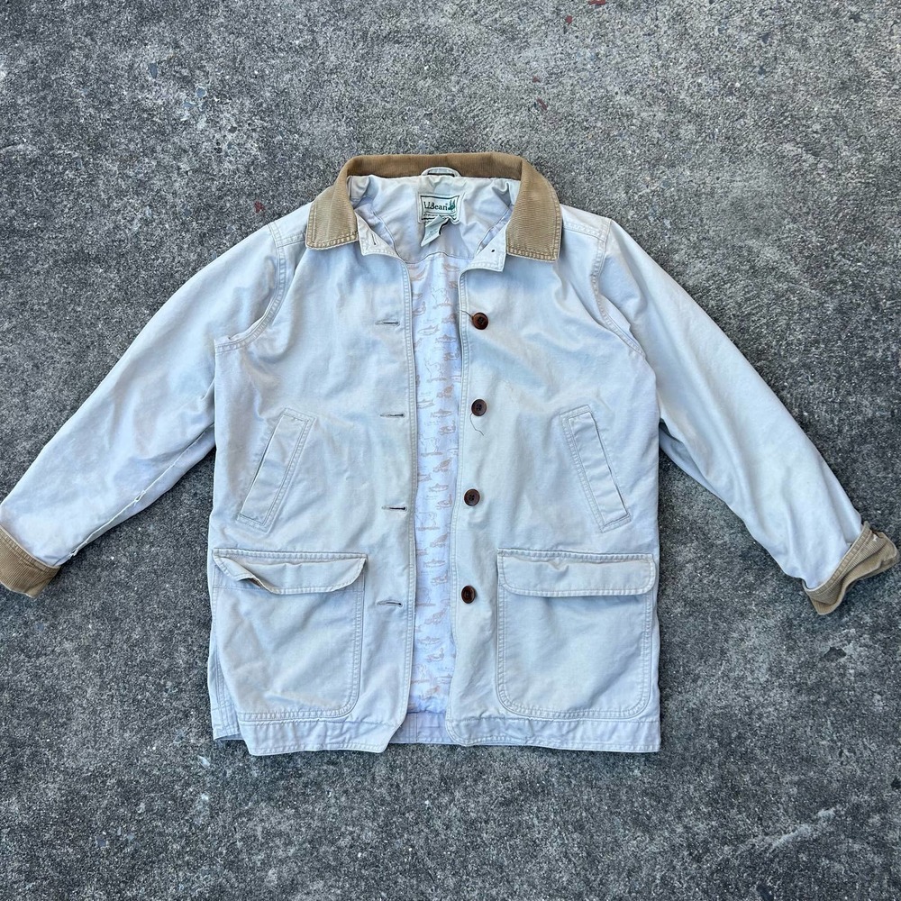 Vintage L.L. Bean Canvas Jacket / Chore Coat with Corduroy / Womens Medium